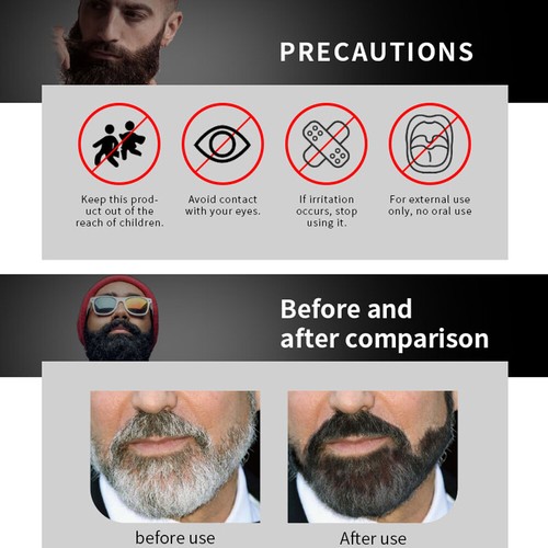 10 x Men Black Beard Hair Dye Color Shampoo Mustache Darkening Cover Gray White - Picture 6 of 13