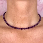 3MM Round Bead Amethyst Beaded Choker Healing Dainty Women Crystal Necklace Gift