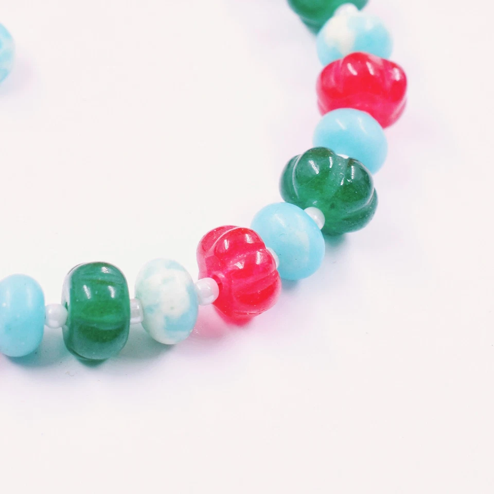 Natural Red&Green Aventurine+Larimar Quartz Gemstone Adjustable Bracelet - Image 4 of 4