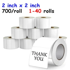 2"x2" Square Logo Sticker Direct Thermal Labels 700/Roll for Zebra Rollo Printer