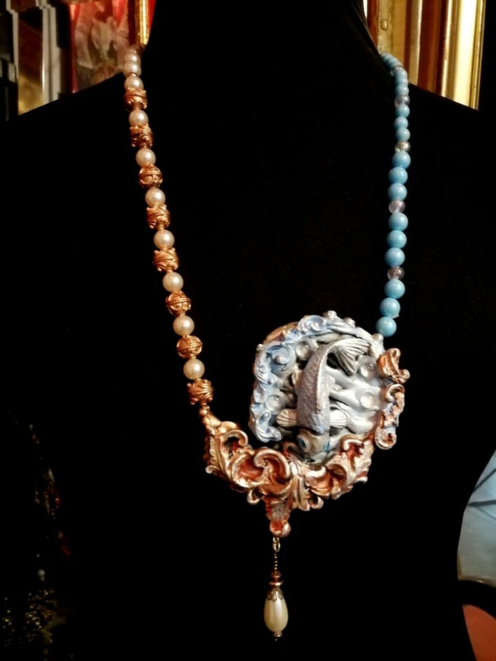 项链复古豪华吊坠女士配件珠宝饰品鱼馅饼 — 第 4/4 张图片