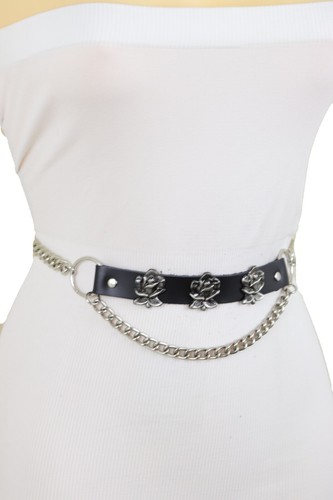 Women Silver Metal Chain Belt Hip High Waist Rose Flower Charms Plus Size XL XXL - 第 17/24 張圖片