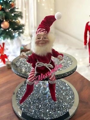 Christmas Leprechaun Elf Fairy Doll Peppermint Candy 12" Shelf Sitter Ornament