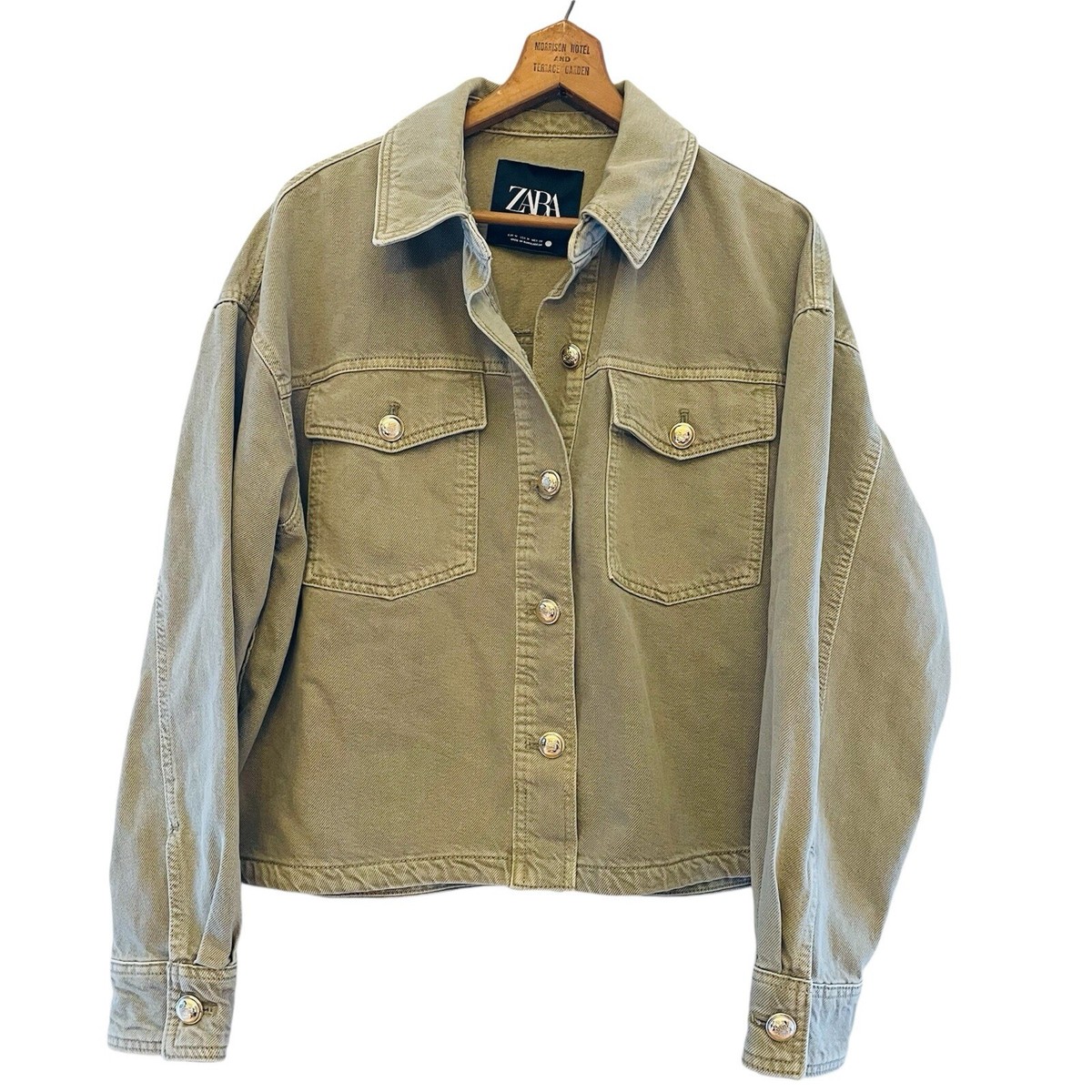 ZARA | ZW Collection Overshirt with Pockets Sage Green Denim