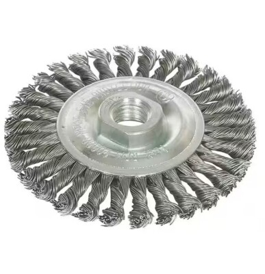 4 in. x 5/8 in.-11 Threaded Arbor Stringer Bead Twist Wire Wheel Brush