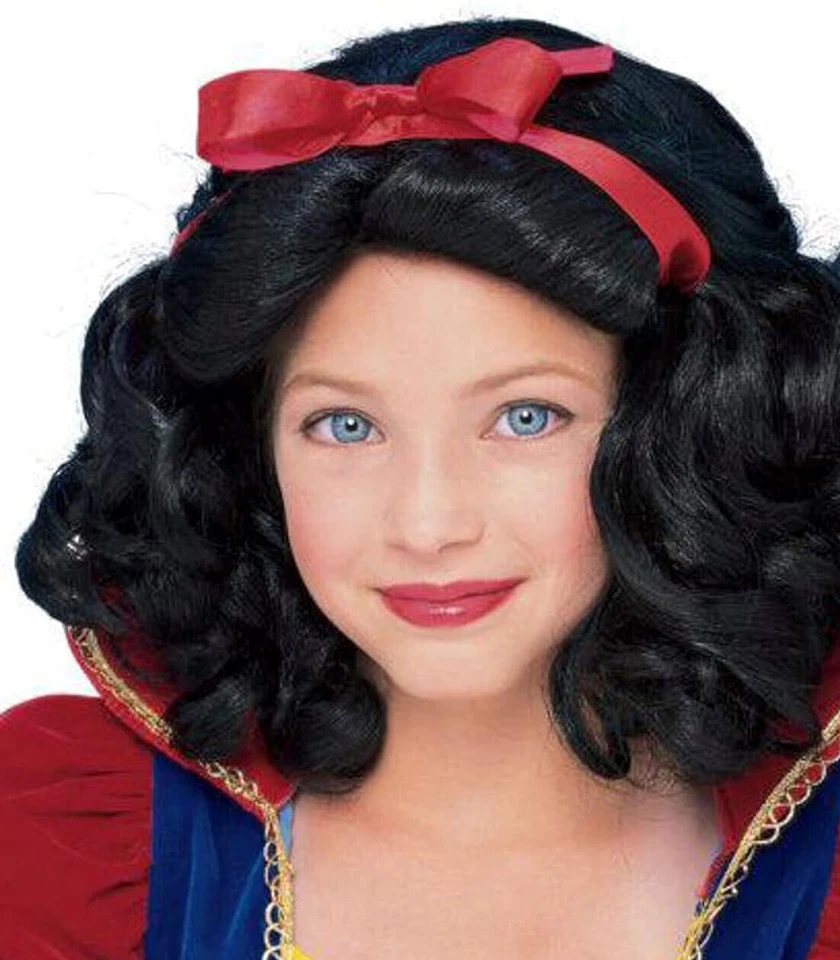 Libro de cuentos princesa niño peluca Blancanieves disfraz escenario pelo negro rojo cinta niña Foto 2 de 4