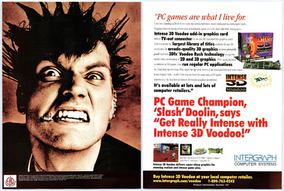 Print Ad 1998 3D Intense Voodoo 3Dfx PC Punk Rock Original Promo Poster Art