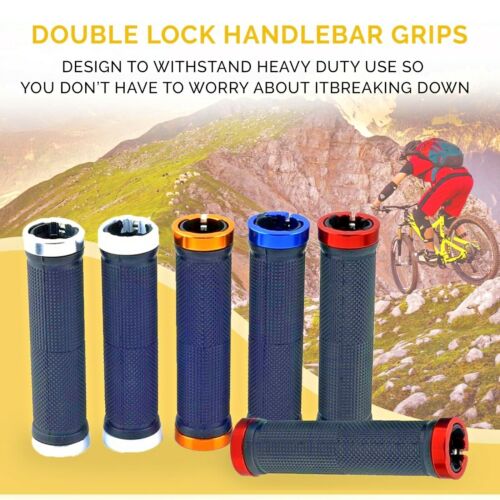 Double Lock On BMX MTB Bike Coloured Bicycle Scooter Handle bar Grips cycle - Picture 2 of 13