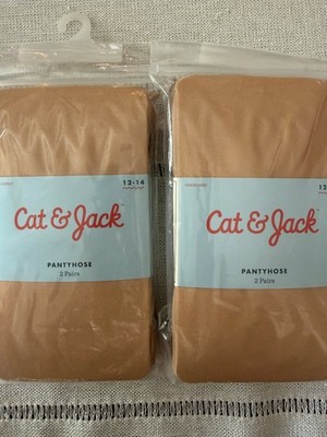 Cat & Jack Girls' 4 Pairs Nude Footed Tights High Waisted Pantyhose 12 - 14