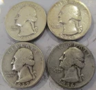 90% Silver Washington Quarters- 4 Coin Lot- Exact Coins Pictured-LOT 2