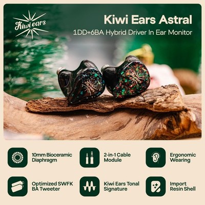 In Ear Monitors Hybrid 1DD+6BA Green Kiwi Ears Astral Portable