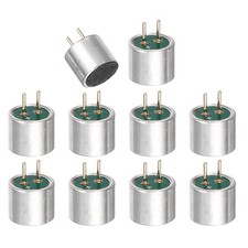 Cylindrical Electret Condenser Mic Inserts with Pins 6 5mm Pack of 10 Silver