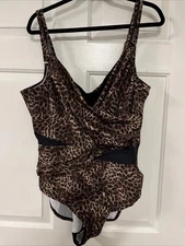 22 Ruby Ribbon Swimsuit Leopard Black Colorful One Piece Slimming Tankini NWT
