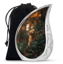 Orange Cat Burial Urns for Human Ashes Adult Father, Unique Urn 10 Inch 
