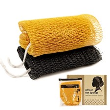 Authentic African Net Sponge with Knots,Travel Bath Sponge,Extra Rough Body B...