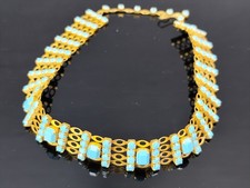 Vintage Simulated Turquoise Necklace Egyptian Revival Costume Jewelery