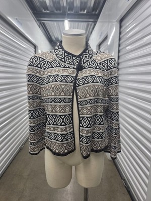 St John Geometric Tribal Open Front Cardigan Jacket Size 8