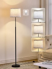 60" Modern Floor Lamp for Living Room Bedroom, Standing Lamp with Oatmeal Lin...