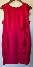 Karl Lagerfeld- Pretty Party Dress Fuchsia/Pink Ruffle Sleevless Knee Lth Sz 12