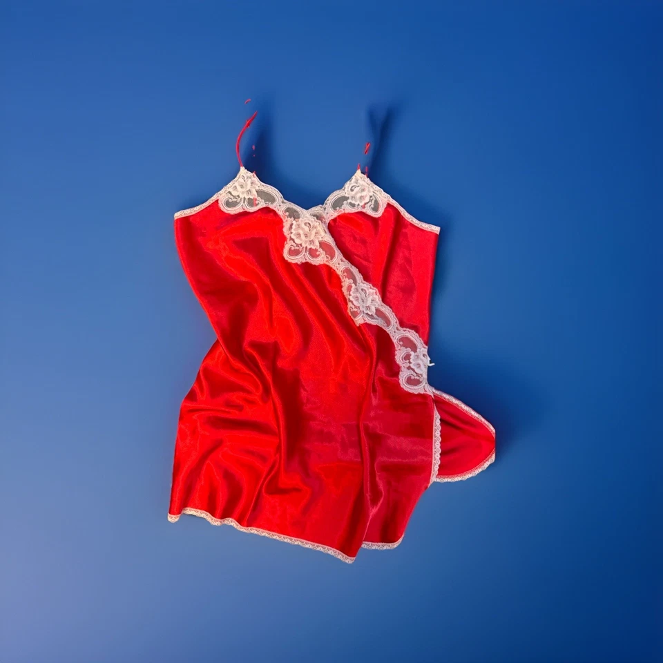 Lencería vintage UndercoverWear rojo satinado encaje Slip L sexy de San Valentín pinup lo último Foto 2 de 4