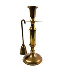 Vintage India Brass 8 3/4" Candlestick Holder And Snuffer