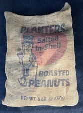 Planters Peanuts Sack 1 lb 8 oz BAG burlap ad...