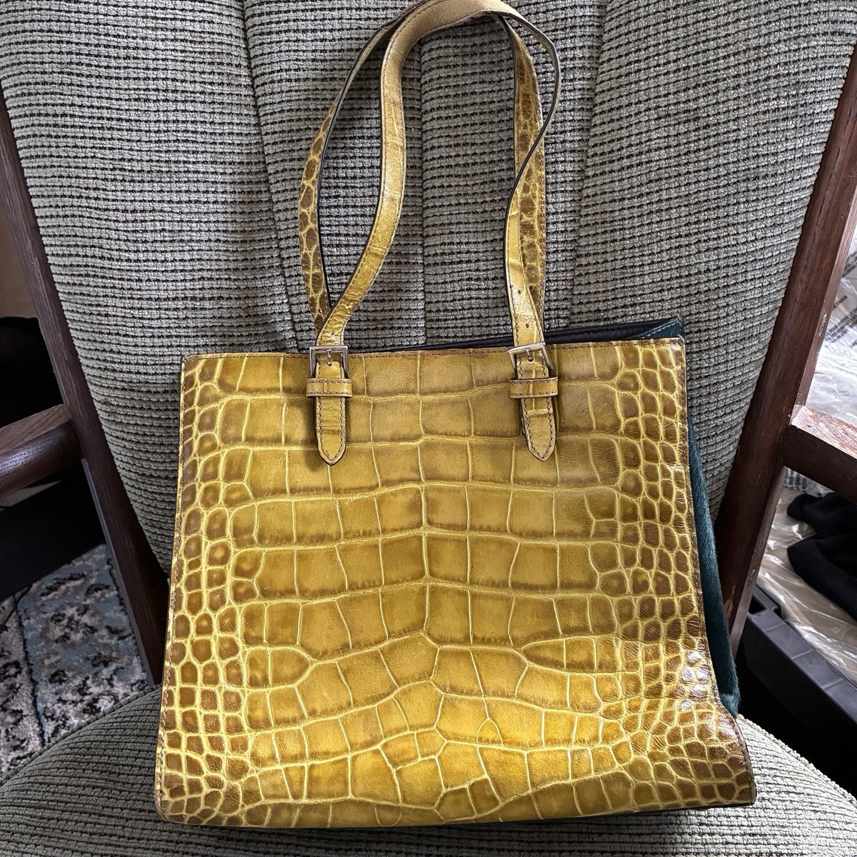 Silvano Biagini Authentic Faux Python and Calf Hair Leather Bag 