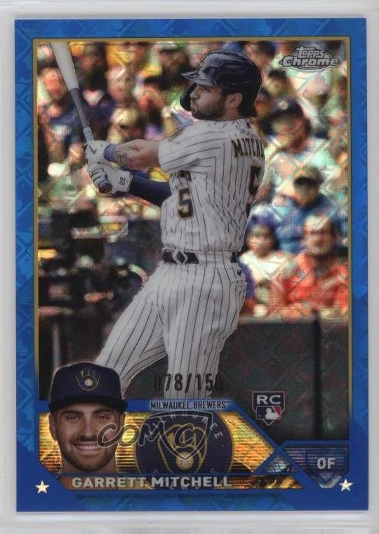 2023 Topps Chrome Logofractor Edition Blue Refractor 78/150 Garrett Mitchell nd3