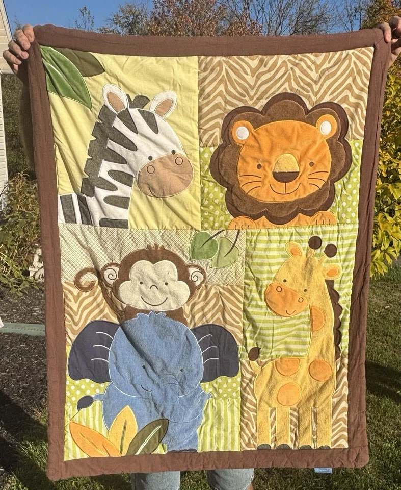 ДЕТСКОЕ ОДЕЯЛО TIDDLIWINKS SAFARI FRIENDS. ОБЕЗЬЯНА, ЛЕВ, ЗЕБРА, СЛОН + 44 «X 34 - Изображение 2 из 4