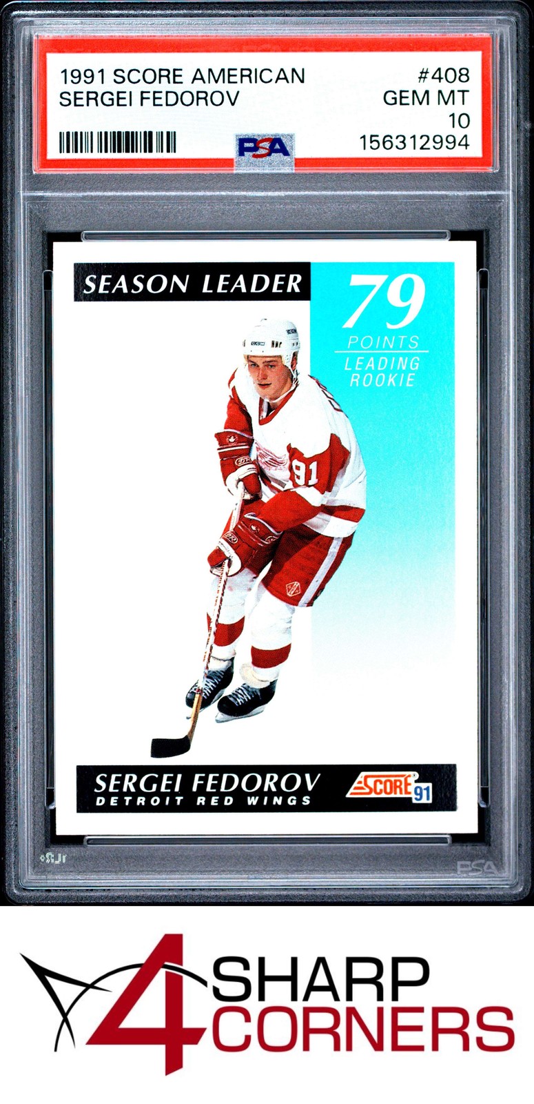 Sergei Fedorov #408 Hockey Cards 1991 Score American trading card — raw and PSA graded price guide