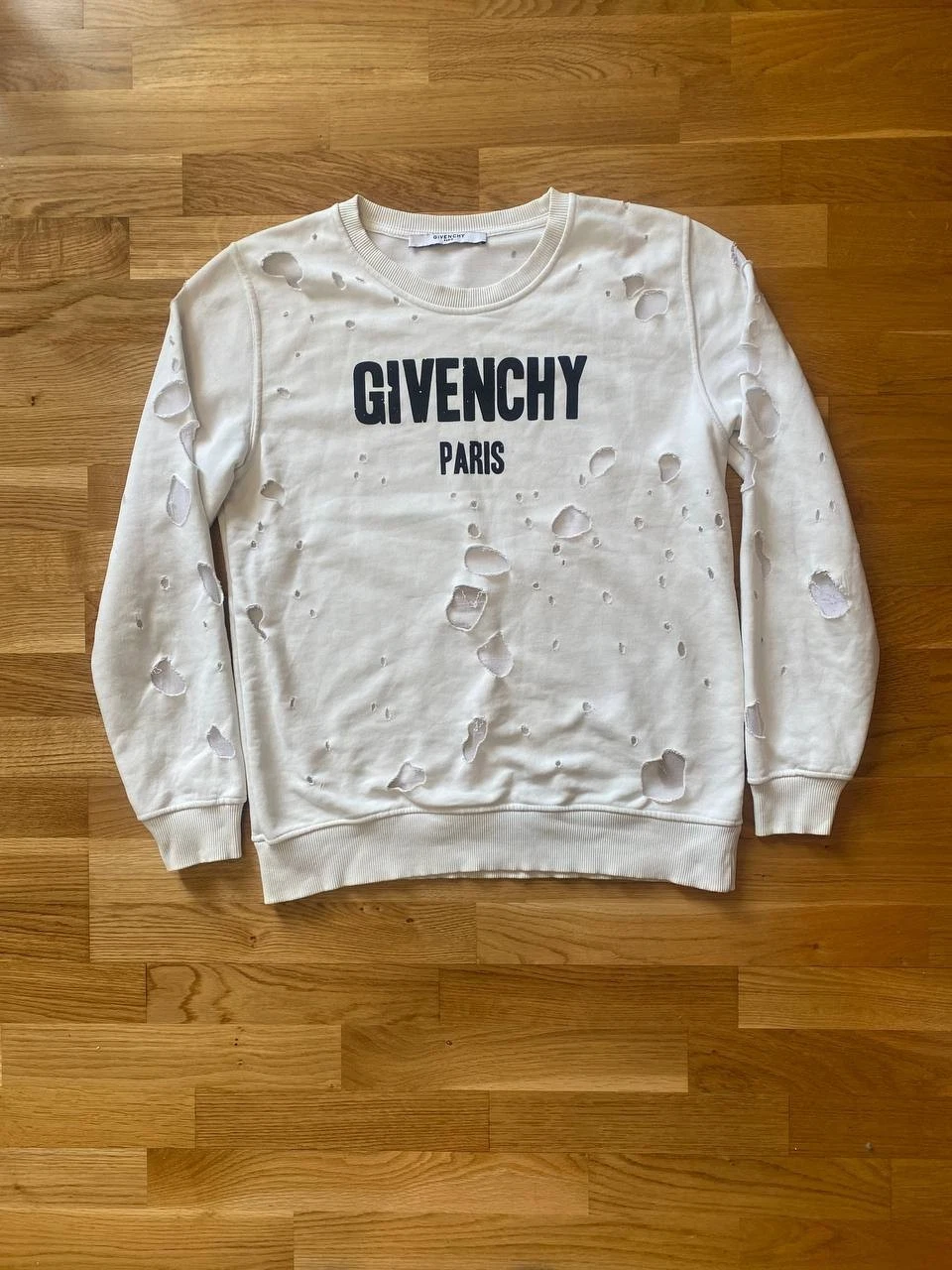Givenchy — Givenchy Distressed Logo Sweatshirt Mens Size L White Rare