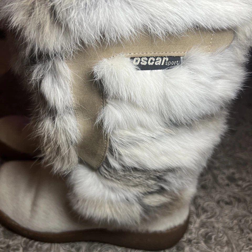 Oscar Sport Cream Fur Winter Boots EU 39/US 8 Pull‑On Snow Apres‑Ski Italian - Image 4 of 4