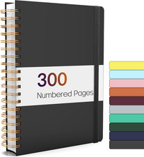 B5 Spiral Notebook 300 Numbered Pages College Ruled Hardcover Journal