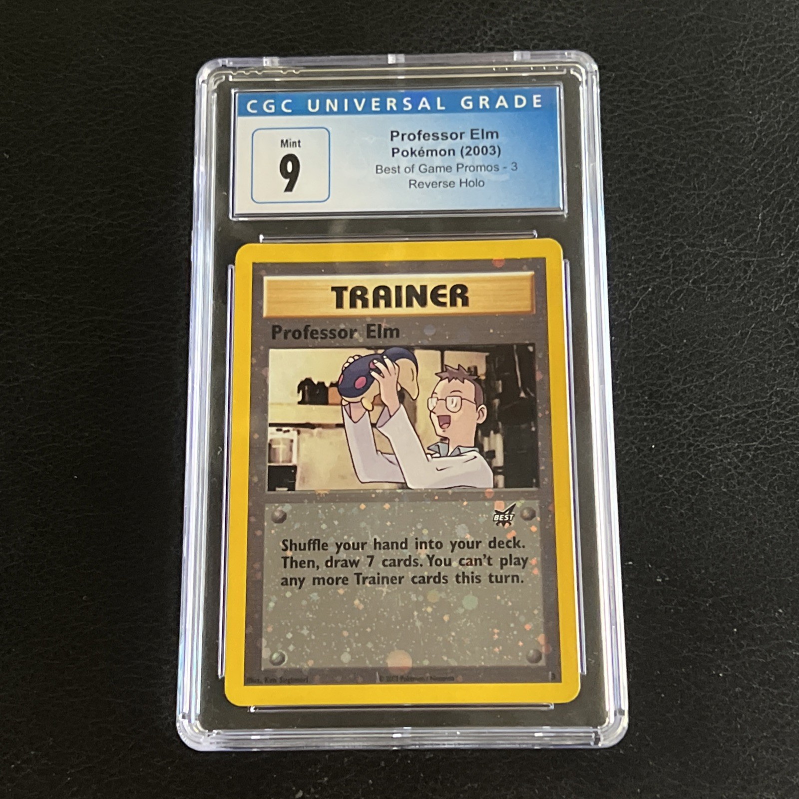 CGC 9 Professor Elm 3 - Best of Game Reverse Holo Promo Pokemon Card