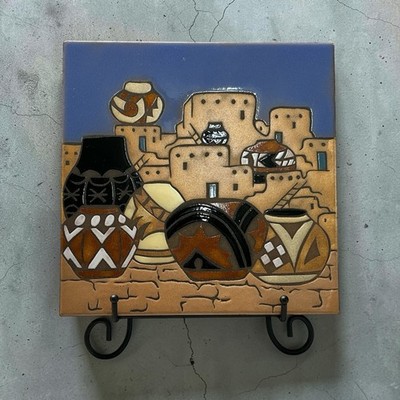 Mag Mor Studios Hand Painted Art Tile Trivet 8  X 8  Adobe Santa Fe New Mexico