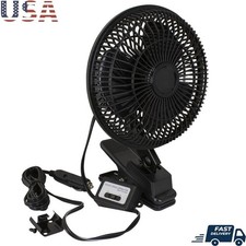 12V Car Clip-On Dash Mount Fan Oscillating Adjustable Head Cooling Breeze New