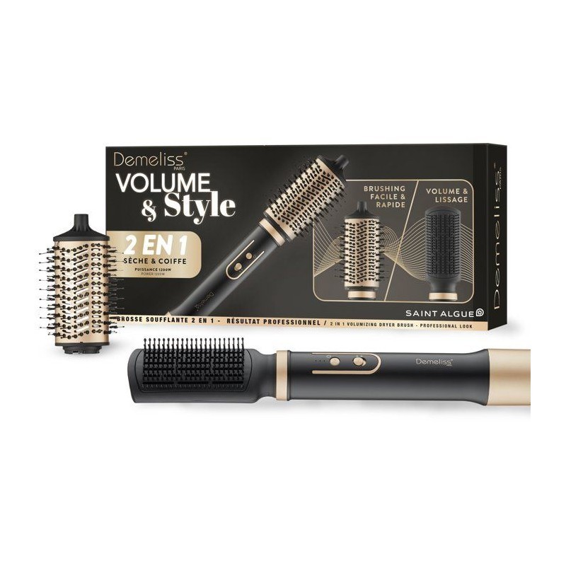 Brosse soufflante Demeliss Volume & Style Saint Algue 1000W pour brushing facile