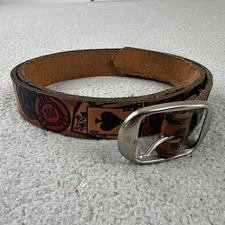 Poker 4 Aces Men Leather Belt Men 42 Casino Cards Gambling Embossed Cowhide