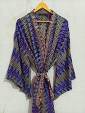 Ankle Length Silk Kimono Robe Summer Wear Soft Bathrobe Free Size Gown L-501