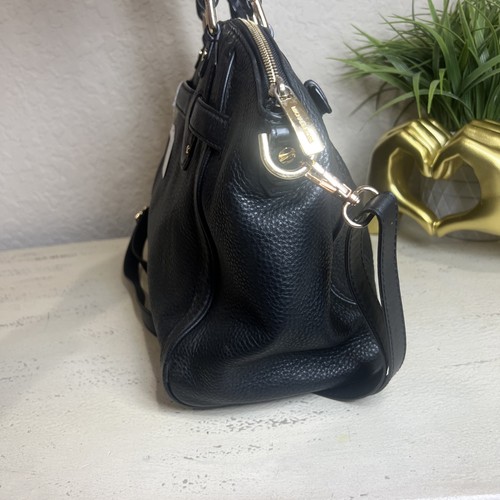 Set-Michael Kors Large Black Leather Hudson Satchel Tote Purse And Black Wallet - Picture 5 of 24