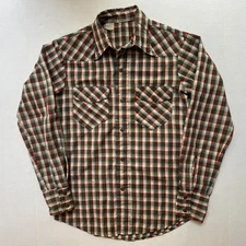 VTG Landlubber Shirt Plaid Womens Small Western Snap Up Lightweight 70s 80s READ