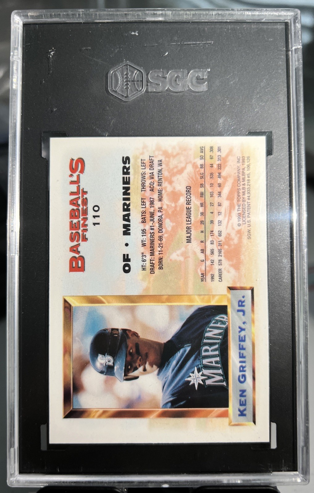 1993 TOPPS FINEST KEN GRIFFEY JR BASEBALL’S FINEST SGC 8.5 #110🔥MARINERS🔥 view 2