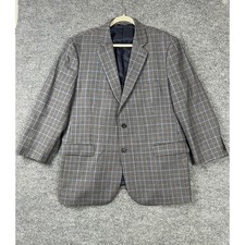 Brooks Brothers Blazer 45R 1818 Madison Sport Coat Grey Blue Plaid Italian Wool