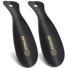 ZOMAKE Metal Shoe Horn,Small Travel Shoehorn for Men Women Small, Black 2pcs