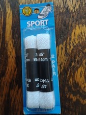 Shoe Gear Athletic Flat Laces for Men and Women, Polyester, White, 36"  45" 2Pk