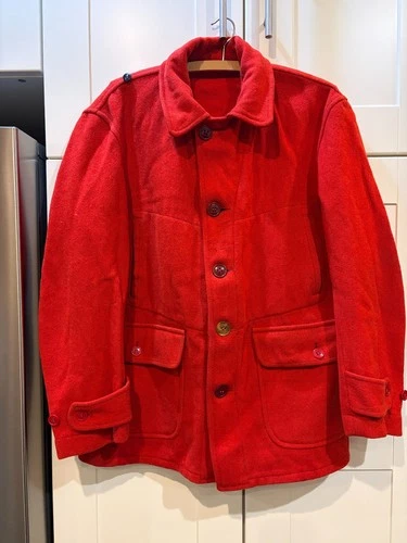 RARE L L Bean Vintage Men's Mackinaw Hunting Jacket with rear pouch 1950's - product listing photo