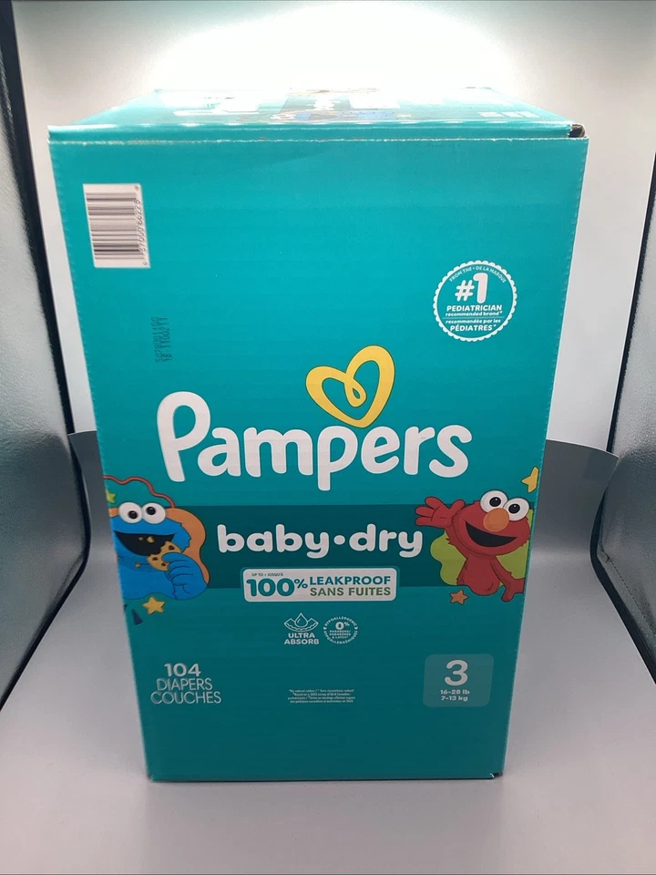 Pañales secos para bebé Pampers talla 3 (16-28 lb), 104 unidades - totalmente nuevos Foto 2 de 4