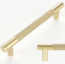 10pcs Brushed Gold Knurled Cupboard Pulls Kitchen Cabinet Handles 128mm Centre