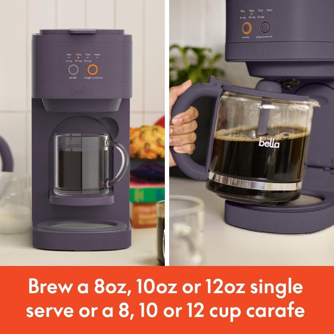 Bella VersaBrew 2-in-1 Coffee System Single Serve / Carafe Plum Open Box