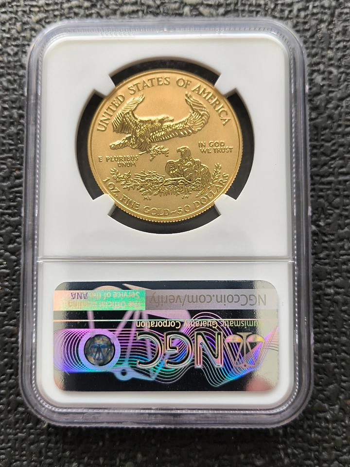 2006-W $50 Rev Proof Gold Eagle NGC RP70 "20th Anniversary" John Mercanti POP 26 - Image 2 of 4